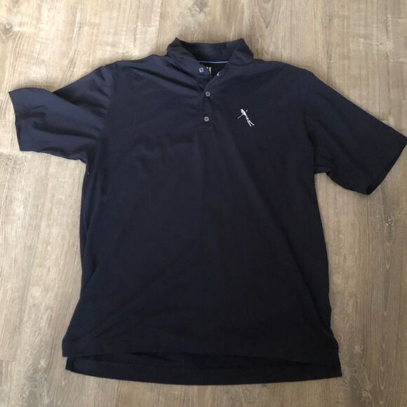 FootJoy FJ Golf Solid Pique Short Sleeve Navy Blue Polo Shirt Sz Large Bird Logo - Picture 1 of 10